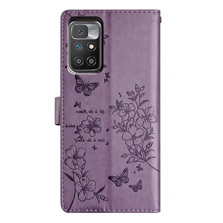 For Redmi 10 Butterflies and Flowers Leather Phone Case