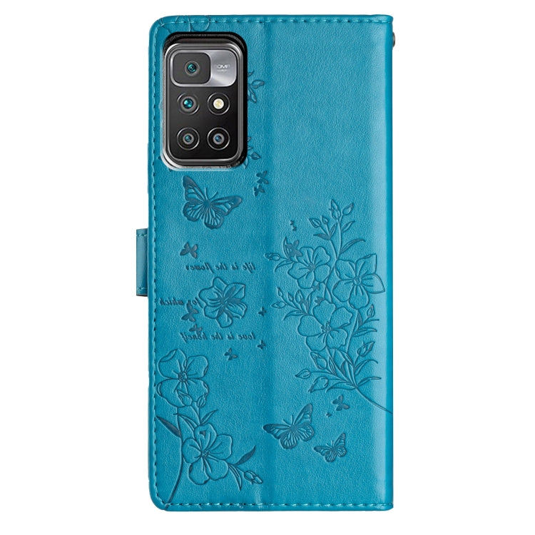 For Redmi 10 Butterflies and Flowers Leather Phone Case