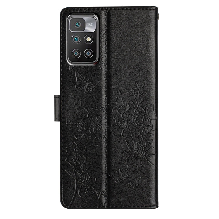 For Redmi 10 2022 Butterflies and Flowers Leather Phone Case