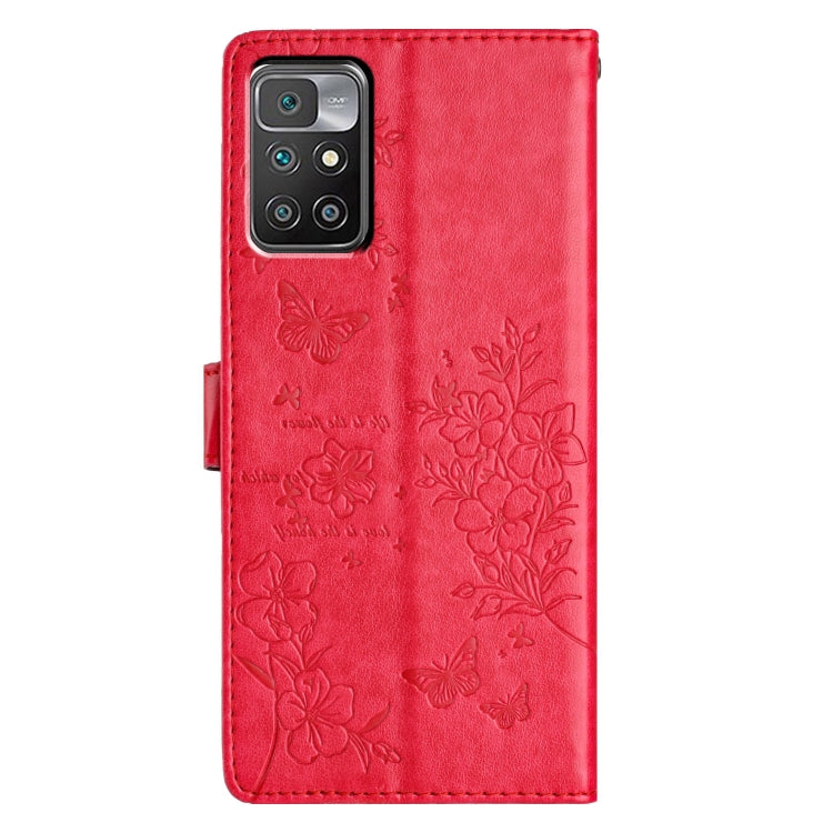 For Redmi 10 2022 Butterflies and Flowers Leather Phone Case