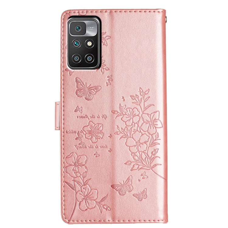 For Redmi 10 2022 Butterflies and Flowers Leather Phone Case