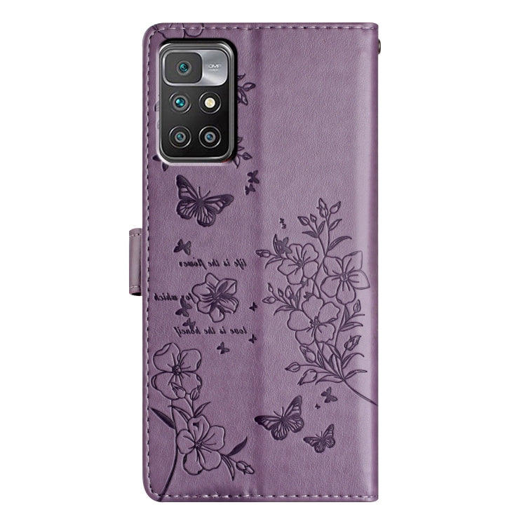 For Redmi 10 2022 Butterflies and Flowers Leather Phone Case