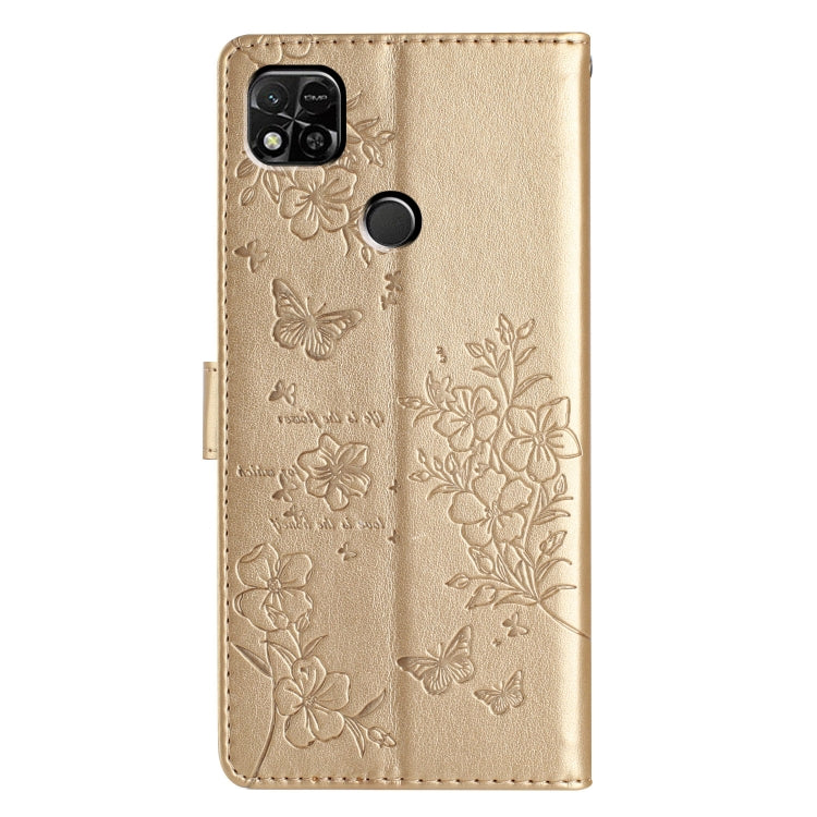 For Redmi 10A Butterflies and Flowers Leather Phone Case