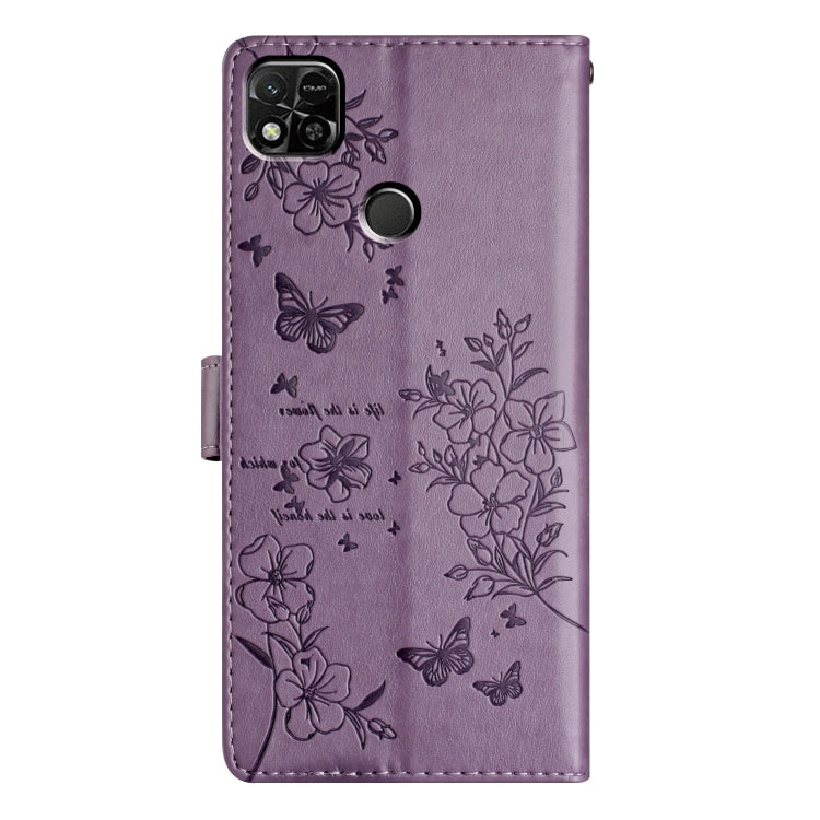 For Redmi 10A Butterflies and Flowers Leather Phone Case