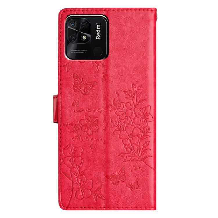 For Redmi 10C Butterflies and Flowers Leather Phone Case