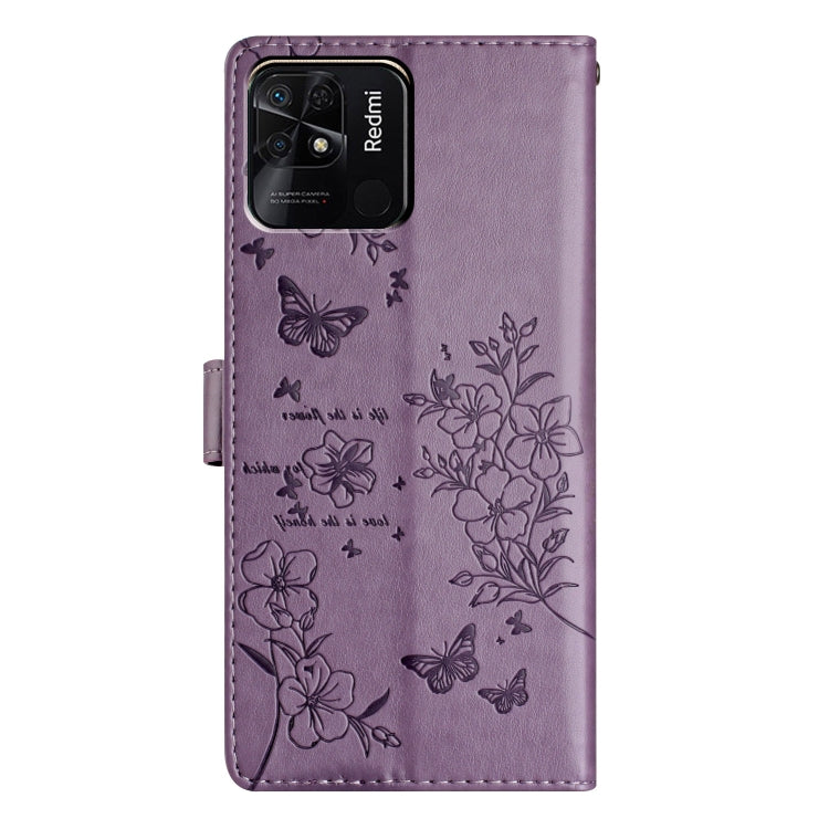 For Redmi 10C Butterflies and Flowers Leather Phone Case