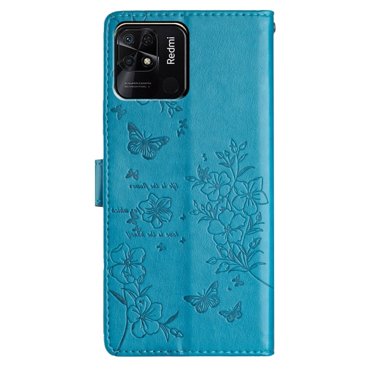 For Redmi 10C Butterflies and Flowers Leather Phone Case