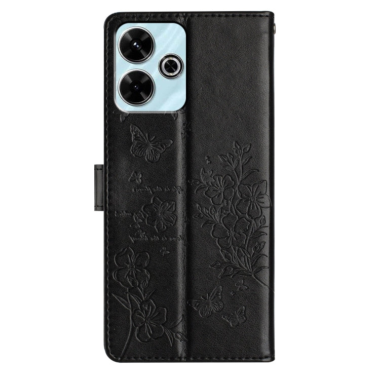 For Redmi 13 4G Butterflies and Flowers Leather Phone Case