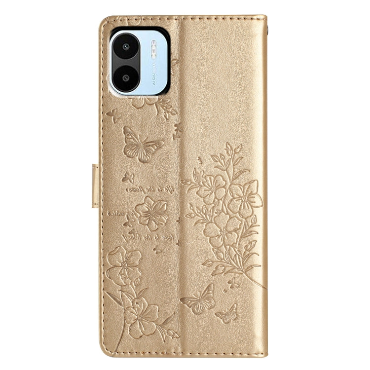For Redmi A1 Butterflies and Flowers Leather Phone Case