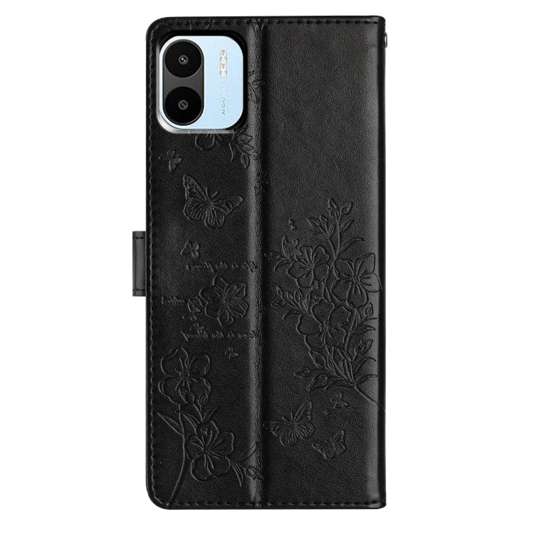 For Redmi A1 Butterflies and Flowers Leather Phone Case