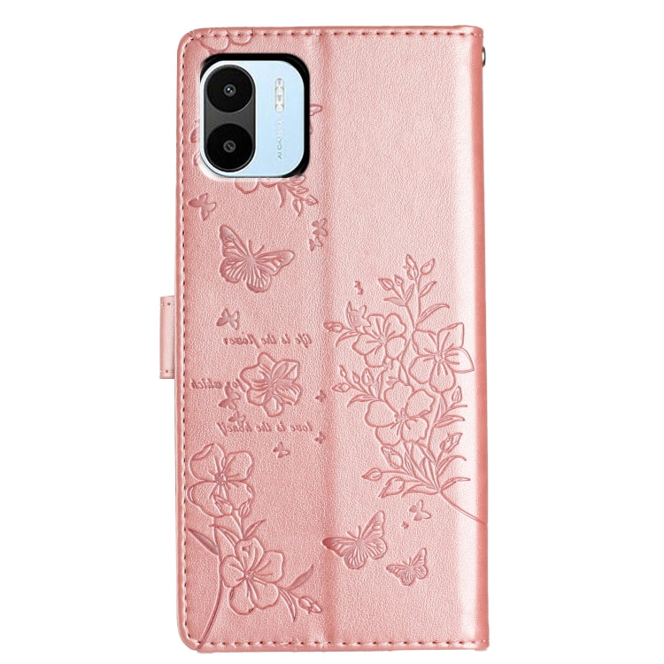 For Redmi A1 Butterflies and Flowers Leather Phone Case