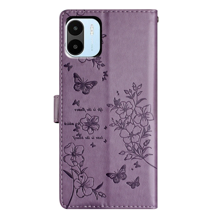 For Redmi A1 Butterflies and Flowers Leather Phone Case