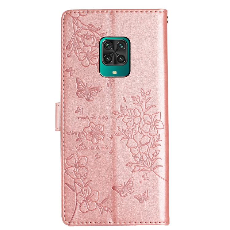 For Redmi Note 9 Pro Butterflies and Flowers Leather Phone Case