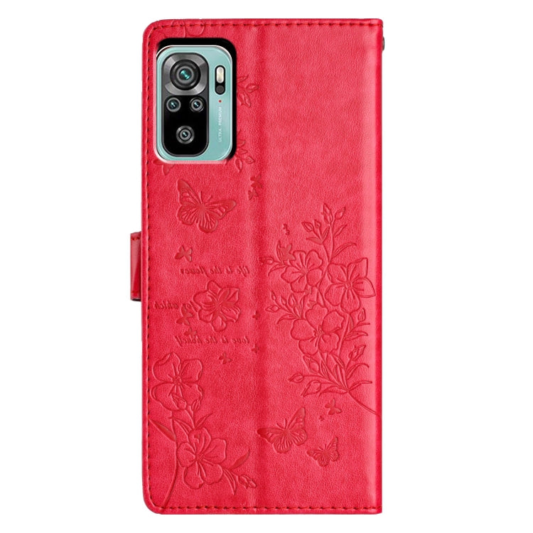 For Redmi Note 10 4G Butterflies and Flowers Leather Phone Case