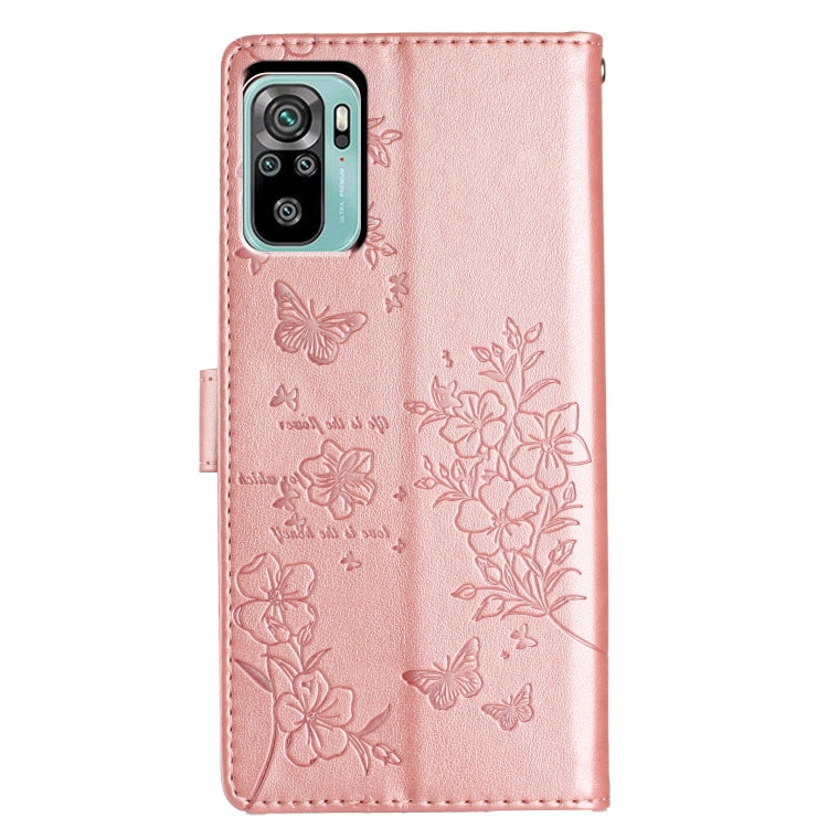 For Redmi Note 10 4G Butterflies and Flowers Leather Phone Case