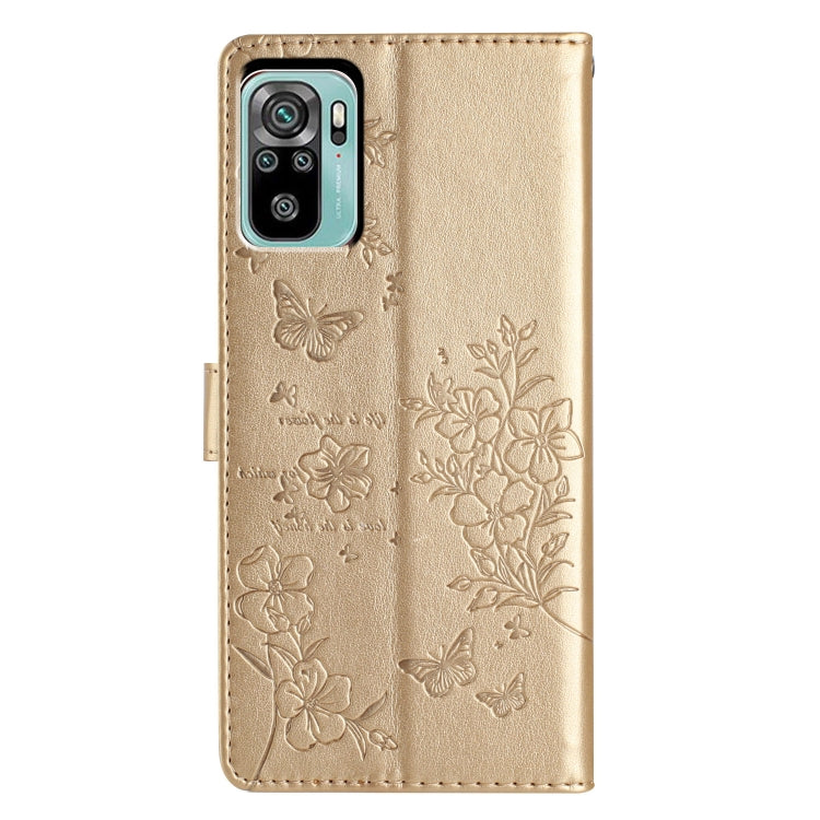 For Redmi Note 10S Butterflies and Flowers Leather Phone Case