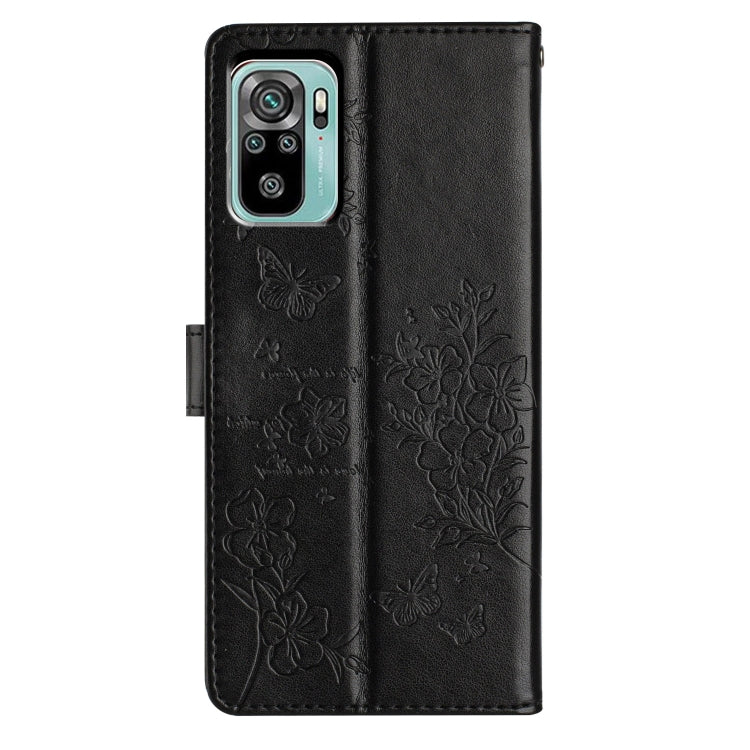 For Redmi Note 10S Butterflies and Flowers Leather Phone Case