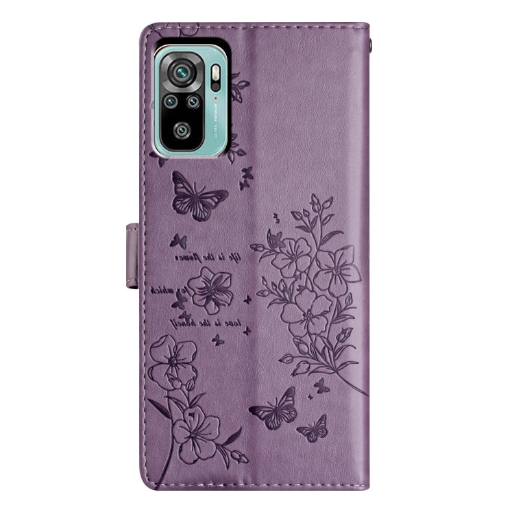 For Redmi Note 10S Butterflies and Flowers Leather Phone Case