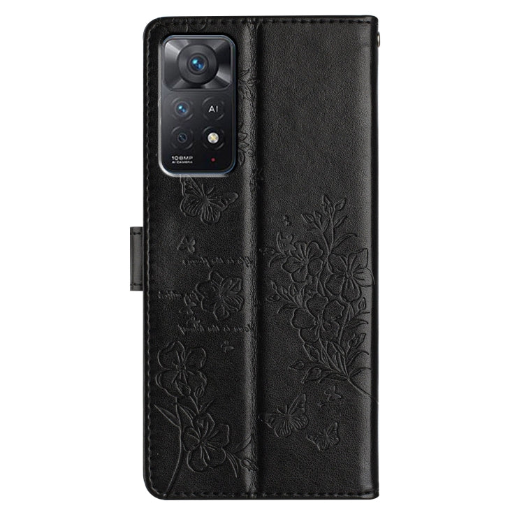 For Redmi Note 11 Pro 5G Global Butterflies and Flowers Leather Phone Case