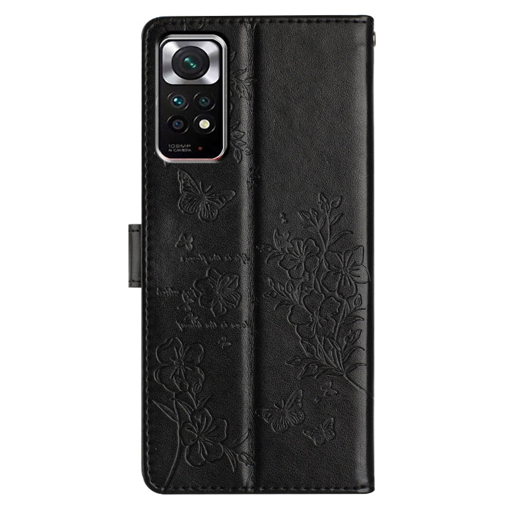 For Redmi Note 11 4G Global Butterflies and Flowers Leather Phone Case