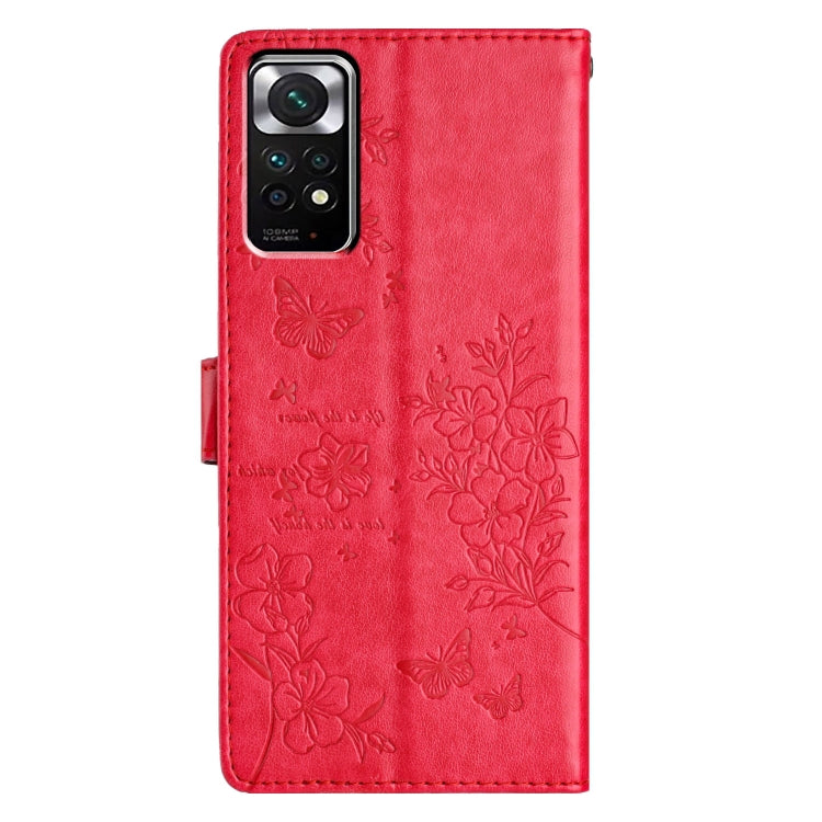 For Redmi Note 11 4G Global Butterflies and Flowers Leather Phone Case