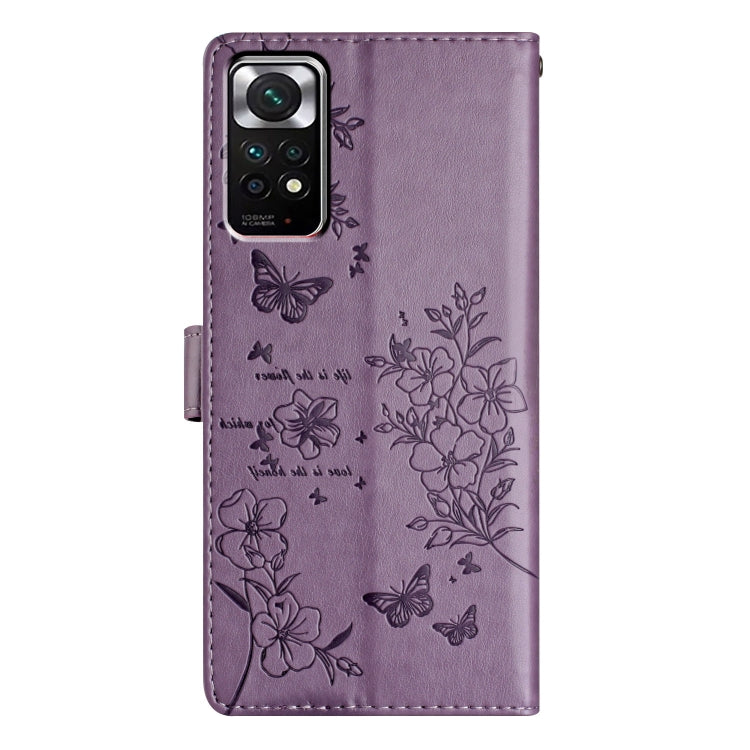 For Redmi Note 11 4G Global Butterflies and Flowers Leather Phone Case