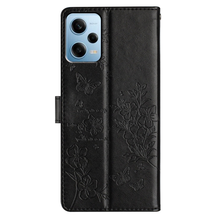 For Redmi Note 12 4G Global Butterflies and Flowers Leather Phone Case