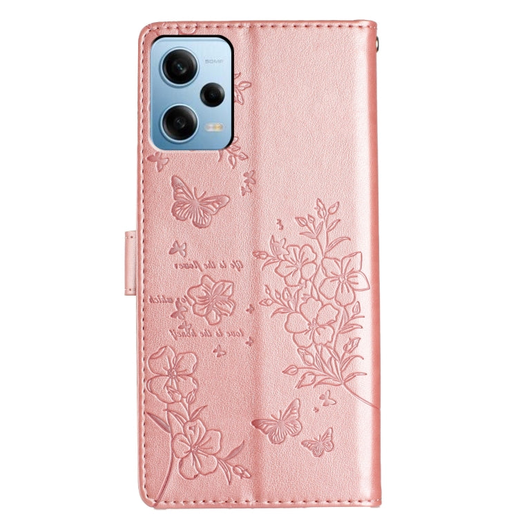 For Redmi Note 12 4G Global Butterflies and Flowers Leather Phone Case