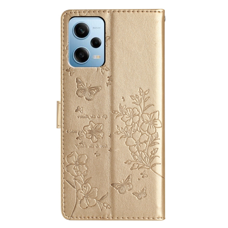 For Redmi Note 12 Pro 5G Global Butterflies and Flowers Leather Phone Case