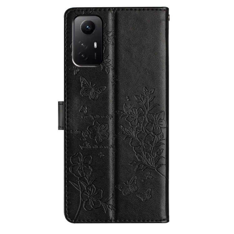 For Redmi Note 12S Butterflies and Flowers Leather Phone Case