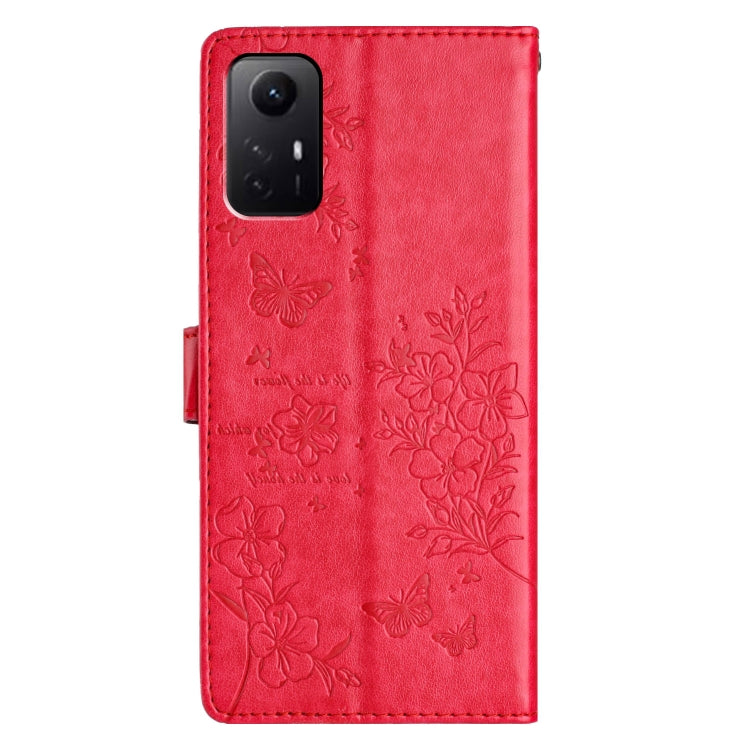 For Redmi Note 12S Butterflies and Flowers Leather Phone Case