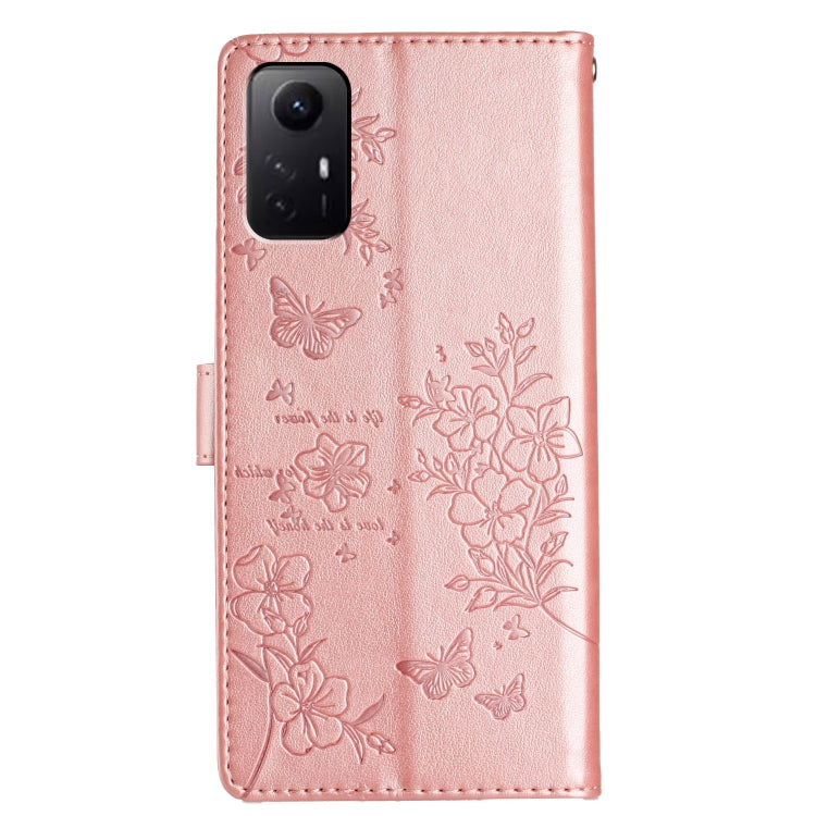 For Redmi Note 12S Butterflies and Flowers Leather Phone Case