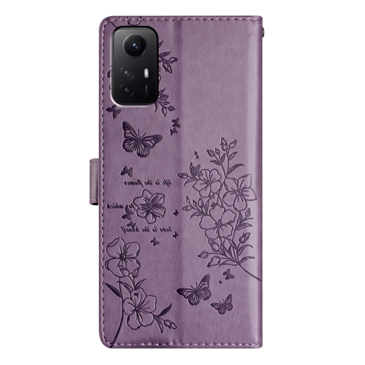 For Redmi Note 12S Butterflies and Flowers Leather Phone Case