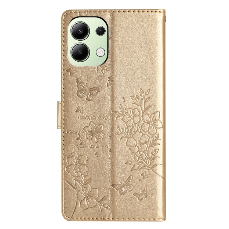 For Redmi Note 13 4G Butterflies and Flowers Leather Phone Case