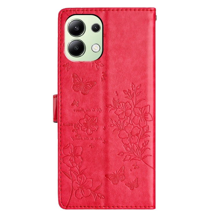 For Redmi Note 13 4G Butterflies and Flowers Leather Phone Case