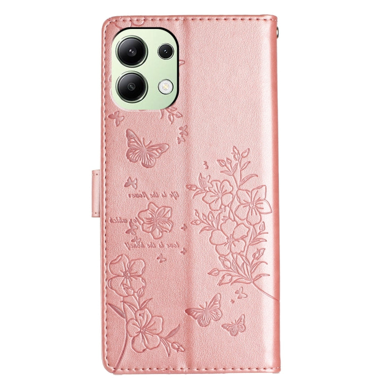 For Redmi Note 13 4G Butterflies and Flowers Leather Phone Case