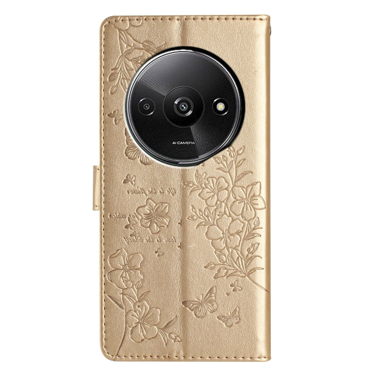 For Redmi A3 Butterflies and Flowers Leather Phone Case