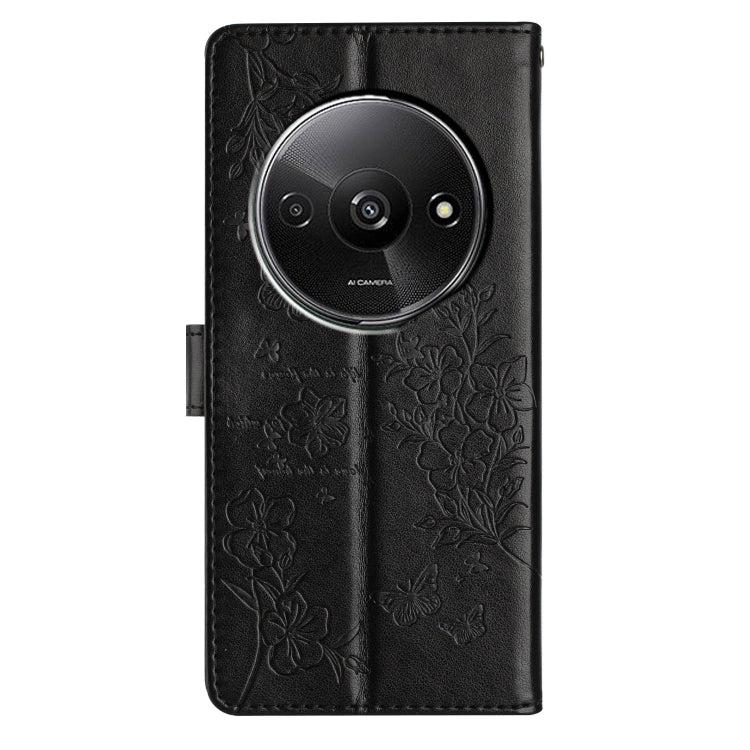 For Redmi A3 Butterflies and Flowers Leather Phone Case