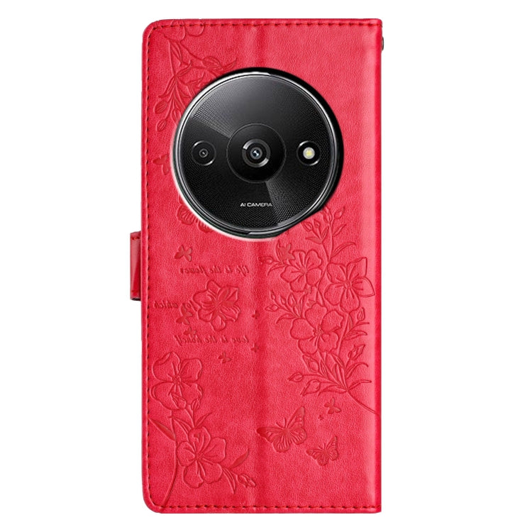 For Redmi A3 Butterflies and Flowers Leather Phone Case