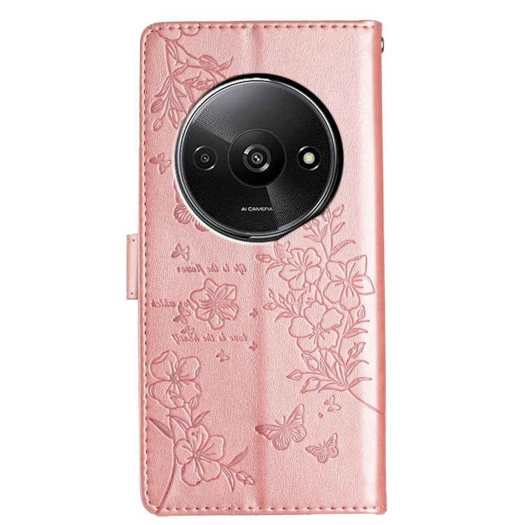 For Redmi A3 Butterflies and Flowers Leather Phone Case