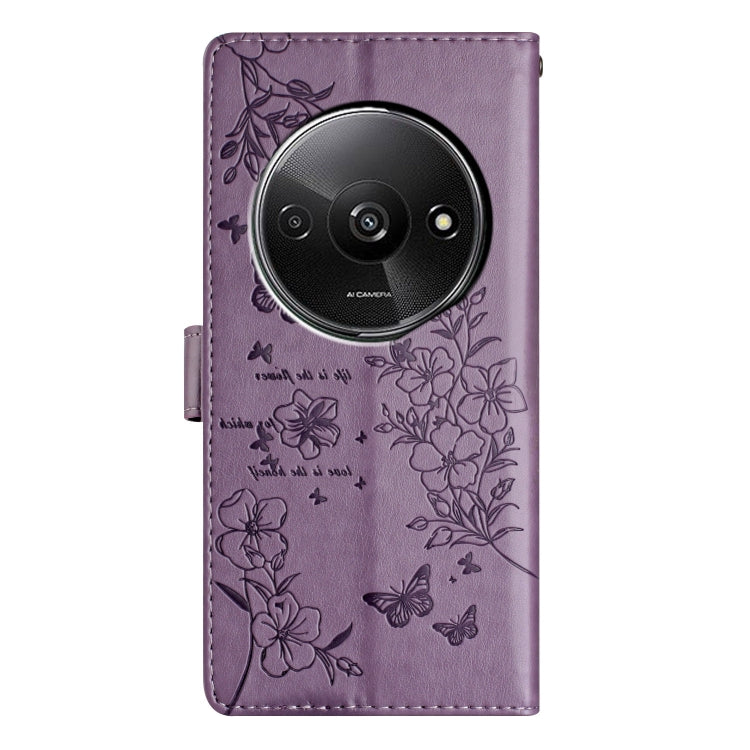 For Redmi A3 Butterflies and Flowers Leather Phone Case