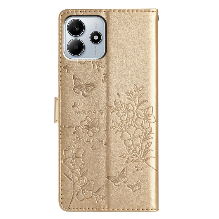 For Redmi Note 14 5G Butterflies and Flowers Leather Phone Case