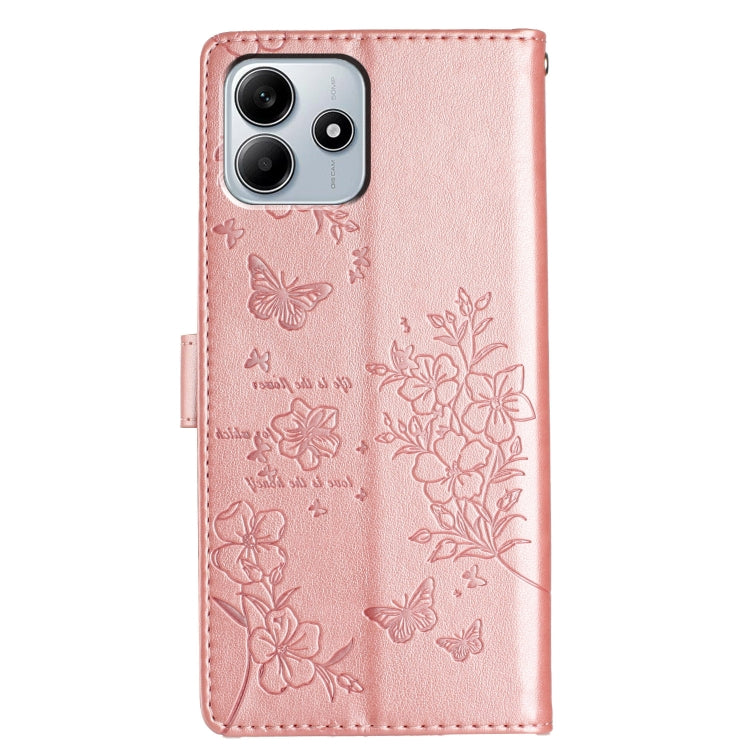 For Redmi Note 14 5G Butterflies and Flowers Leather Phone Case