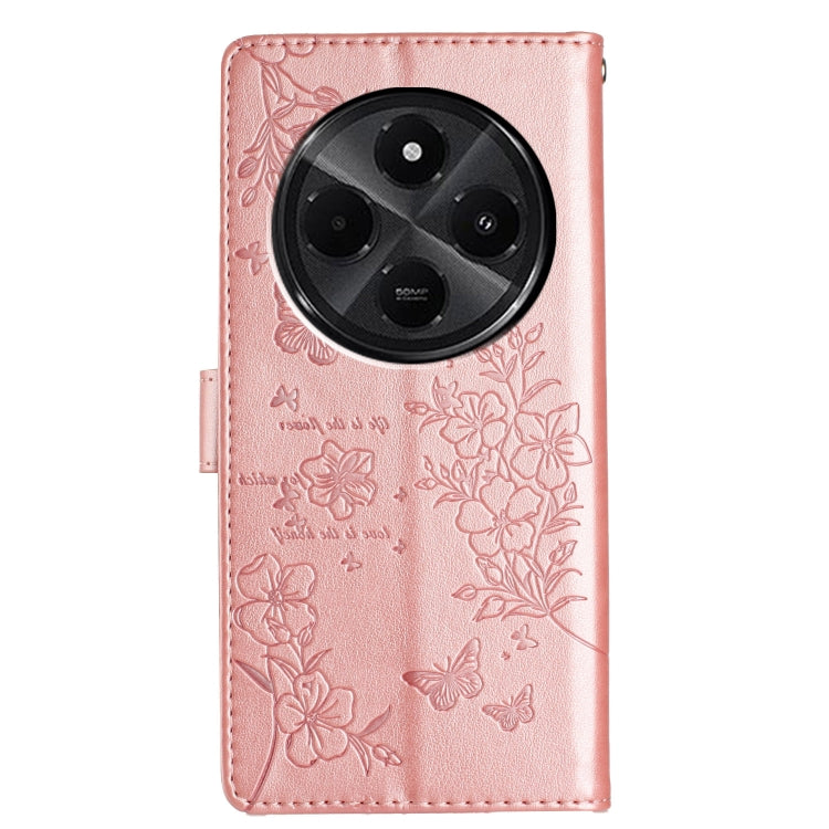 For Redmi A4 5G Butterflies and Flowers Leather Phone Case