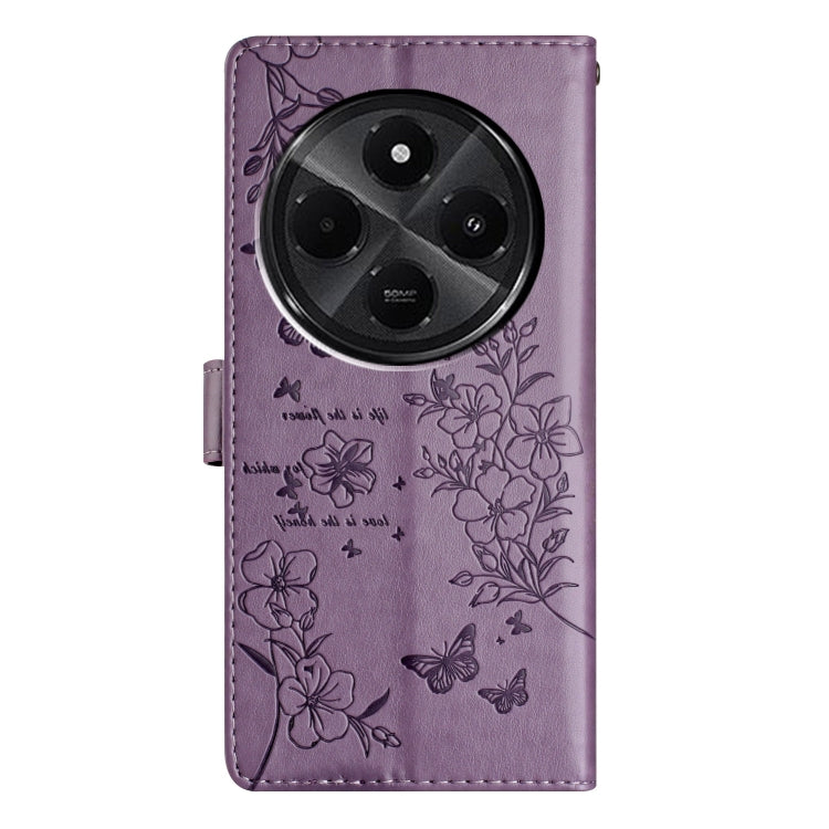 For Redmi A4 5G Butterflies and Flowers Leather Phone Case