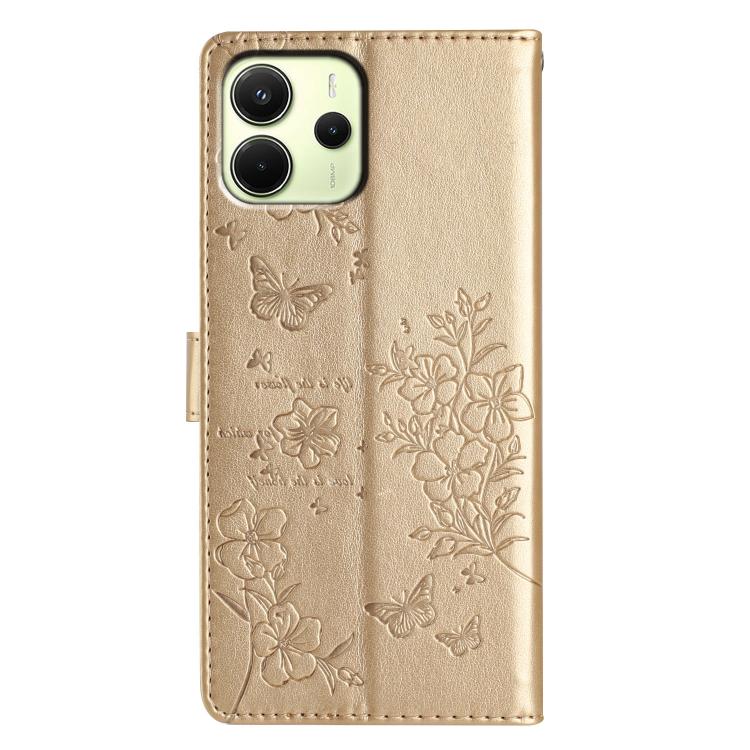 For Redmi Note 14 4G 164.84mm Butterflies and Flowers Leather Phone Case