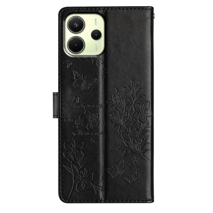 For Redmi Note 14 4G 164.84mm Butterflies and Flowers Leather Phone Case
