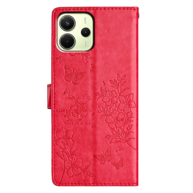 For Redmi Note 14 4G 164.84mm Butterflies and Flowers Leather Phone Case