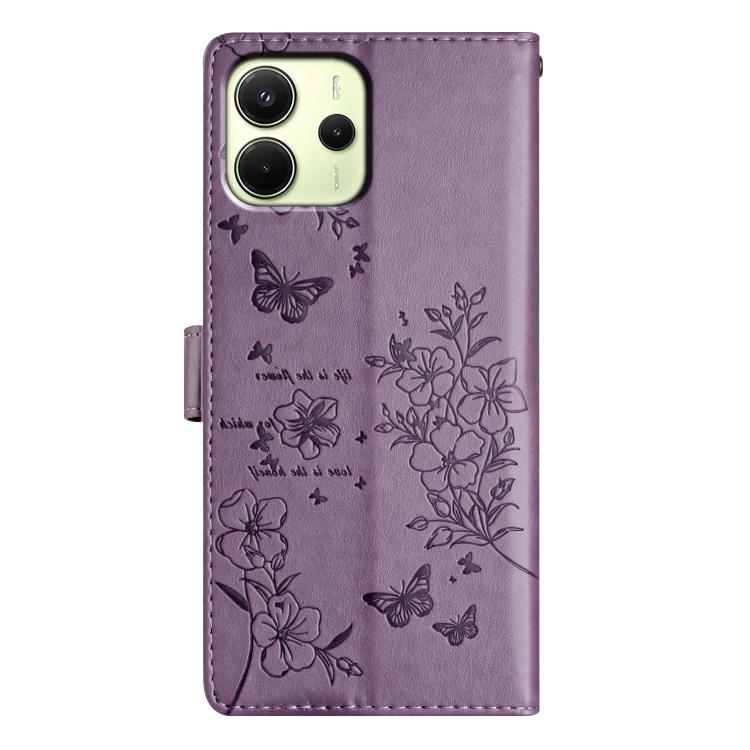 For Redmi Note 14 4G 164.84mm Butterflies and Flowers Leather Phone Case