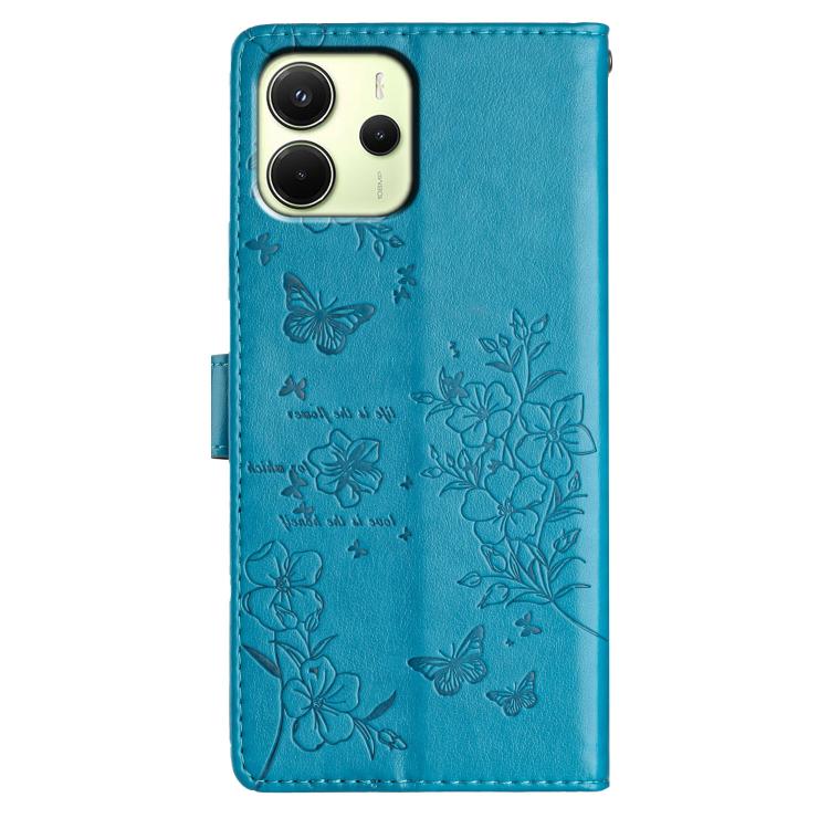 For Redmi Note 14 4G 164.84mm Butterflies and Flowers Leather Phone Case